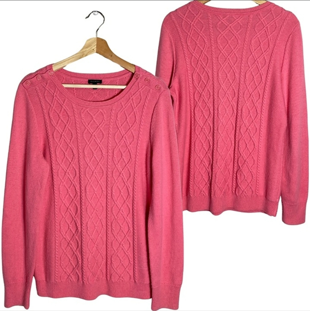 Talbots Lambswool Argyle Sweater with button detailing soft pink size Sm NWT
